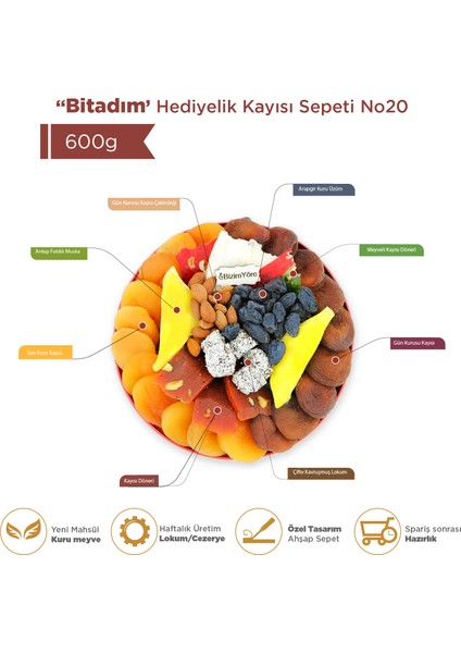 ''bitadım'' Hediyelik Kayısı Tabağı 0,75 kg No 20 | Bizim Yöre