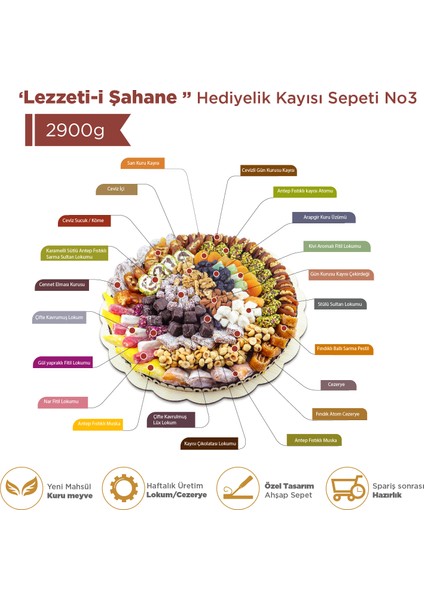 ''lezzet-I Şahane'' Hediyelik Kayısı Kuru Meyve Çikolata Sepeti 2,9 kg No 3 | Bizim Yöre