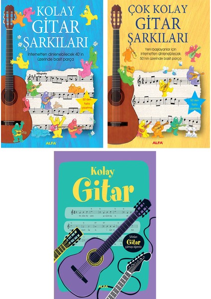 Kolay Gitar Şarkıları - Çok Kolay Gitar Şarkıları - Kolay Gitar 3 Kitap Set