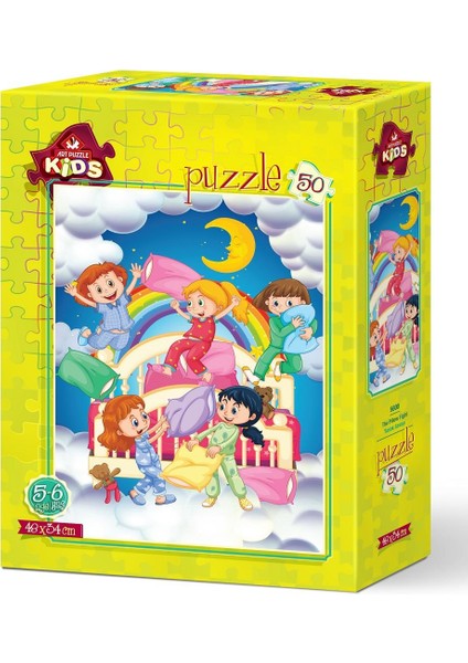 Art Çocuk Puzzle Yastık Savaşı 50 Parça Puzzle