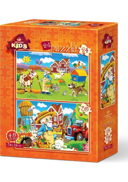 Art Çocuk Puzzle Mutlu Çiftçi 24+35 Parça Puzzle