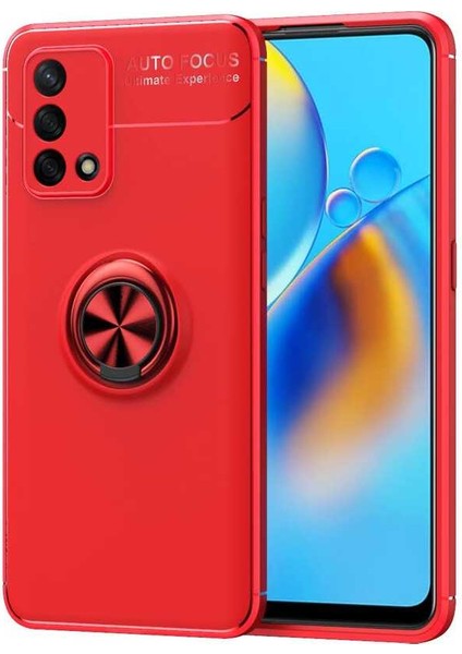 Caseworld Oppo Reno A74 4g Kılıf Renkli Yüzüklü Manyetik Silikon Kapak Kırmızı - Kırmızı