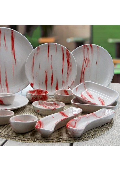 Kırmızı El Dekoru 19 Parça Kahvaltı Takımı fiyatları