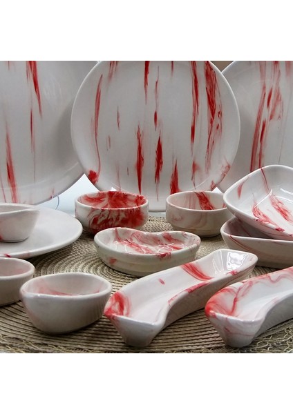 Kırmızı El Dekoru 19 Parça Kahvaltı Takımı fırsatları