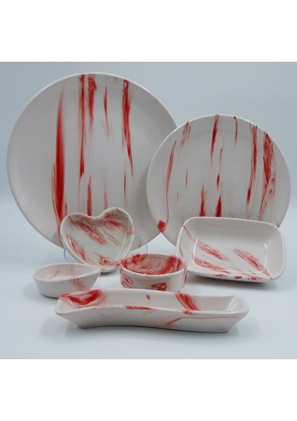 Kırmızı El Dekoru 19 Parça Kahvaltı Takımı indirimleri