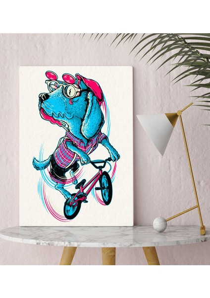 Bk Gift Bisikletçi Köpek Tasarımlı Kanvas Tablo 30X50CM-1