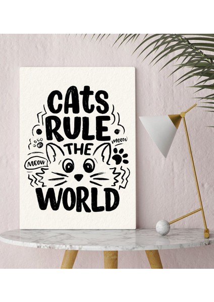 Bk Gift Cats Rule The World Tasarımlı Kanvas Tablo 30X50CM-1