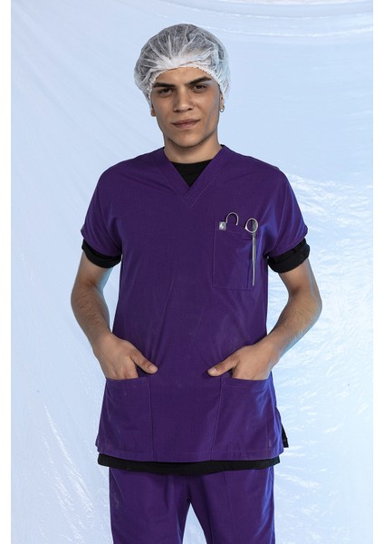 Teryflex Likralı Yarasa Kol Doktor&hemşire Forması Mor Takım Xxs modelleri