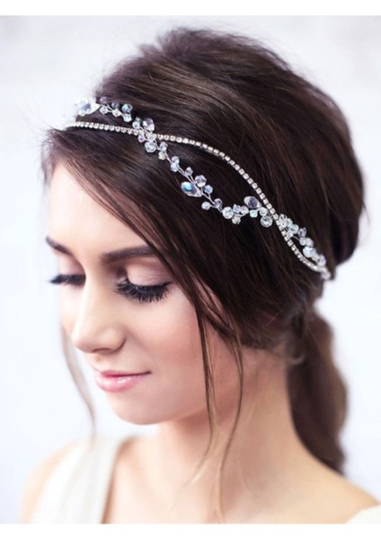 Kristal Çift Katman Gelin Saç Aksesuarı,özel Tasarım Gelin Tacı