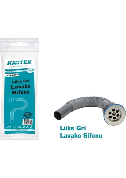 Lavabo Sifonu Lüks Gri Körüklü KTX2667