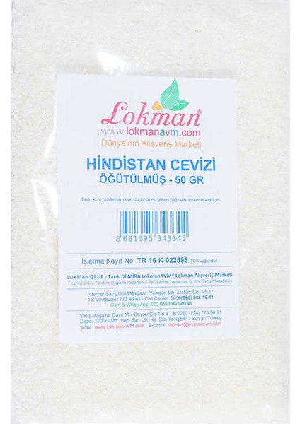 Hindistan Cevizi Öğütülmüş 50 gr Pkt