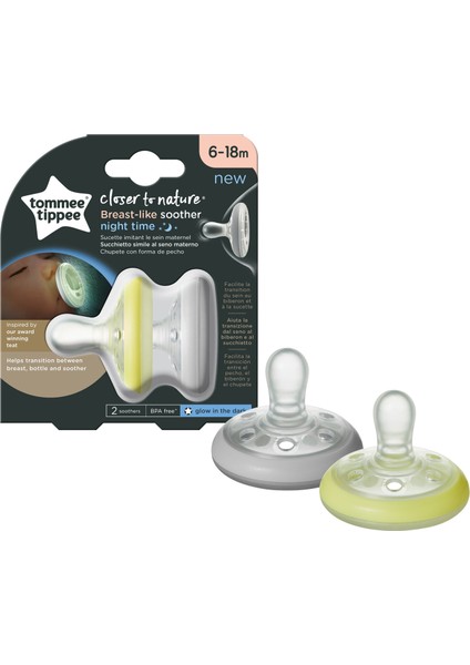 Tommee Tippee 2x Breastlike Emzik Gece 6-18 Ay