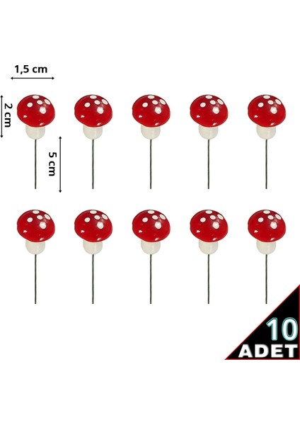 Yapay Mini SüS Mantarları, 1,50cm - 10 Adet