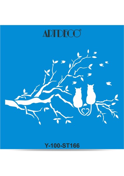 Stencil 30 x 30 cm Kedi Aşkı 166