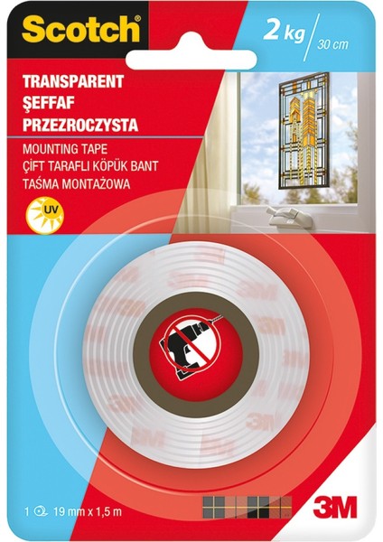 3m Scotch Şeffaf Montaj Bandı Çift Taraflı 19MM x 1,5m
