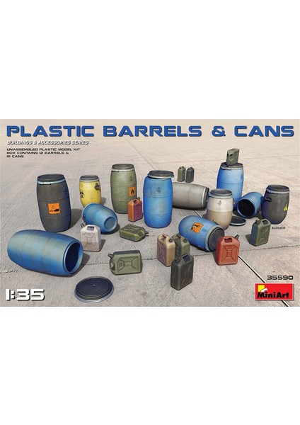 Maket Plastik Fıçı ve Bidon Seti 1:35 35590