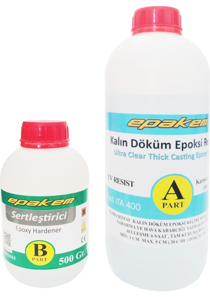 Epakem Kalın Döküm Epoksi Reçine 1000 gr + 500 gr