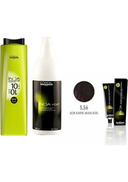Loreal Professionnel Loreal Inoa Krem Oksidan 10 Vol. %3 1000 Ml+Post Boyalı Saç Şampuanı 1500 Ml+Saç Boyası 5,56