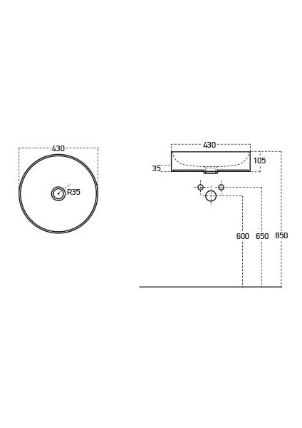 Siena 43 cm Tezgah Üstü Oval Lavabo Beyaz