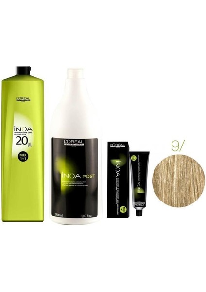 Loreal Professionnel Loreal Inoa Krem Oksidan 20 Vol. %6 1000 Ml+Post Boyalı Saç Şampuanı 1500 Ml+No:9 Saç Boyası