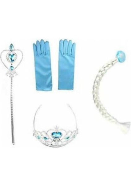 Peoniakids Kız Çocuk Mavi Frozen Elsa Çocuk Kostümü - Sim Dökülmeyen Uzun Kol Pelerinli Ful Set Frozen Elsa Çocuk Elbise indirimleri