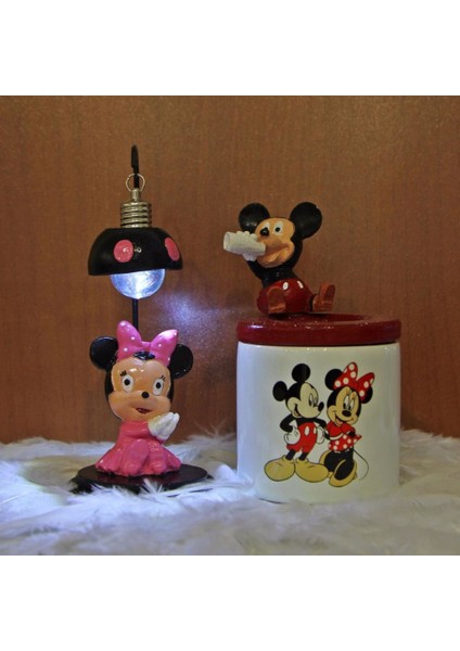 Minnie Mouse Işıklı Biblo Mickey Mouse Kalemlik 2li Seti
