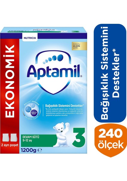 3 Bebek Devam Sütü 9-12 Ay 1200 gr