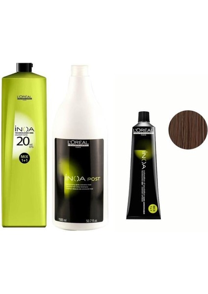 Loreal Professionnel Loreal Inoa Krem Oksidan 20 Vol. %6 1000 Ml+Post Boyalı Saç Şampuanı 1500 Ml+No:6,1 Saç Boyası