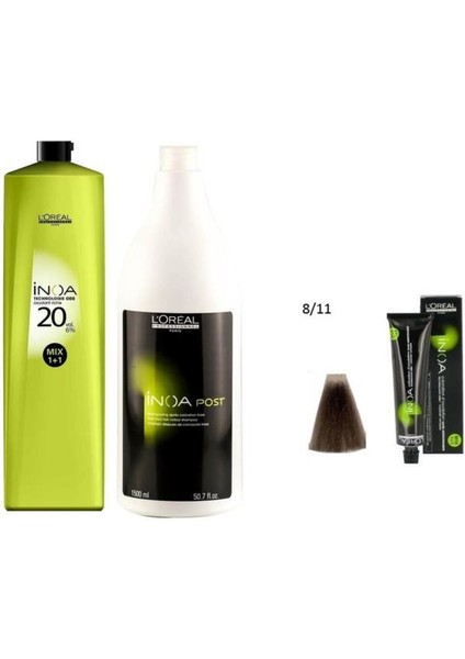 Loreal Professionnel Loreal Inoa Krem Oksidan 20 Vol. %6 1000 Ml+Post Boyalı Saç Şampuanı 1500 Ml+No:8,11 Saç Boyası