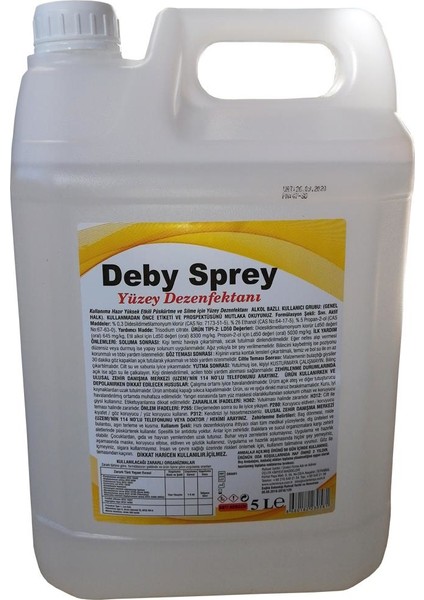 Deby Sprey Alkol Bazlı 5 Lt Yüzey Dezenfektanı