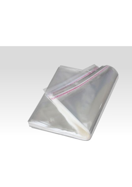 23 x 37,5 +5 cm Şeffaf Bantlı Jelatin Torba - Yapışkanlı Poşet - 100'lü