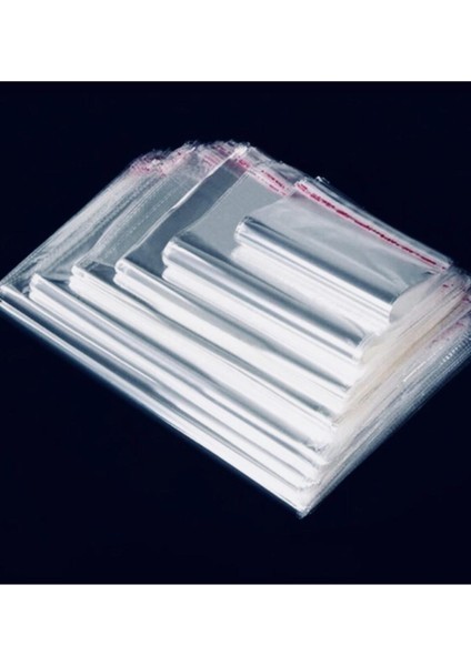 26 x 37,5 +5 cm Şeffaf Bantlı Jelatin Torba - Yapışkanlı Poşet - 100'lü