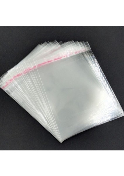 26 x 37,5 +5 cm Şeffaf Bantlı Jelatin Torba - Yapışkanlı Poşet - 100'lü