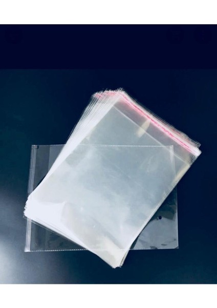 26 x 37,5 +5 cm Şeffaf Bantlı Jelatin Torba - Yapışkanlı Poşet - 100'lü