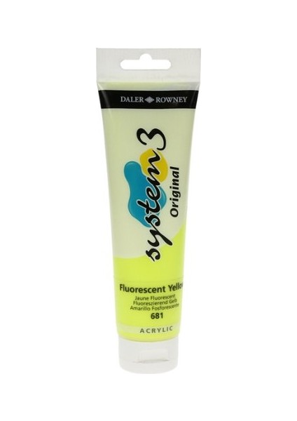 System 3 Akrilik Boya 150 ml N.681 Fluorescent Yellow