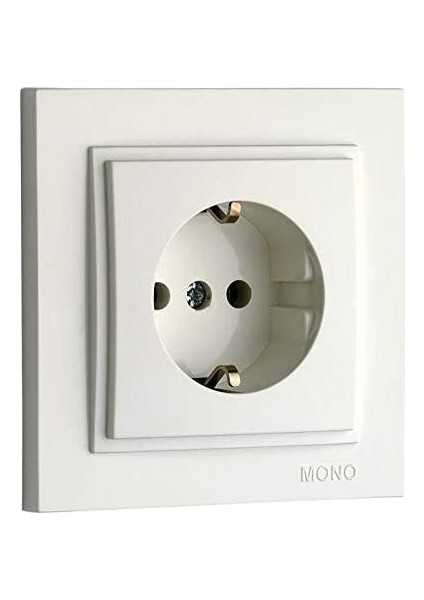 Topraklı Priz Mono Modül+ Kapak (Despina/larissa Serisi) Beyaz Mono