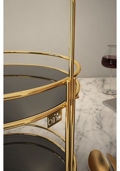 Servis Sunum İkramlık Gold Büyük Lüks 2 Katlı 40 cm. Organizer fırsatları