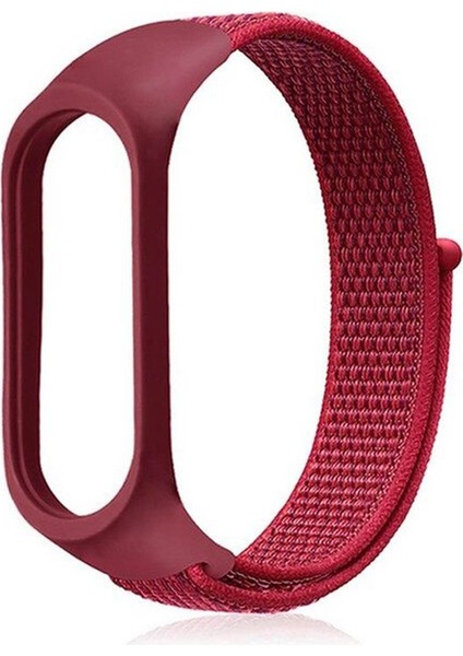 Xiaomi Mi Band 6 Kordon Cırtcırt Kumaş Kordon Velcro Bordo