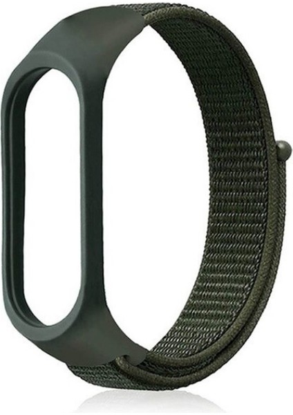 Xiaomi Mi Band 6 Kordon Cırtcırt Kumaş Kordon Velcro Koyu Yeşil