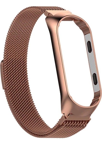 Xiaomi Mi Band 6 Kordon Hasır Metal Kordon Mıknatıslı Bronz