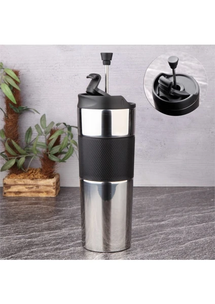 French Press Çelik Kupa Siyah Ürün Ölçüleri 500 ml Çap:6,50 Yükseklik:21 cm