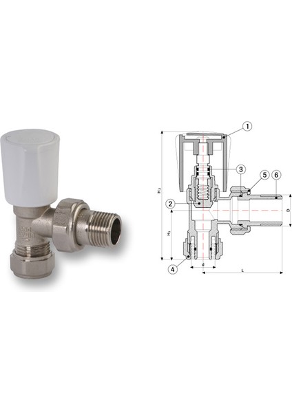 1/2 Pex Boru Bağlantılı Köşe Radyatör Vanası