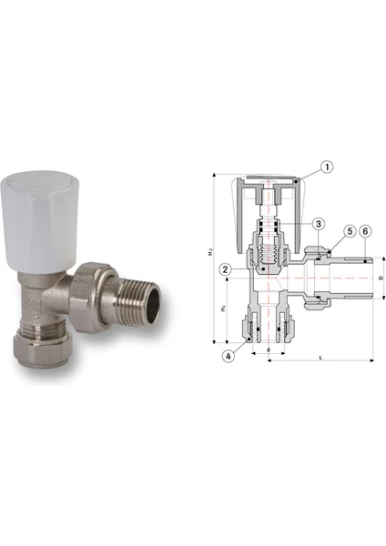 FIRAT PLASTİK 1/2 Pex Boru Bağlantılı Köşe Radyatör Vanası