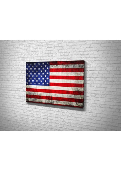 Eskitme Amerika Bayrağı Kanvas Tablo