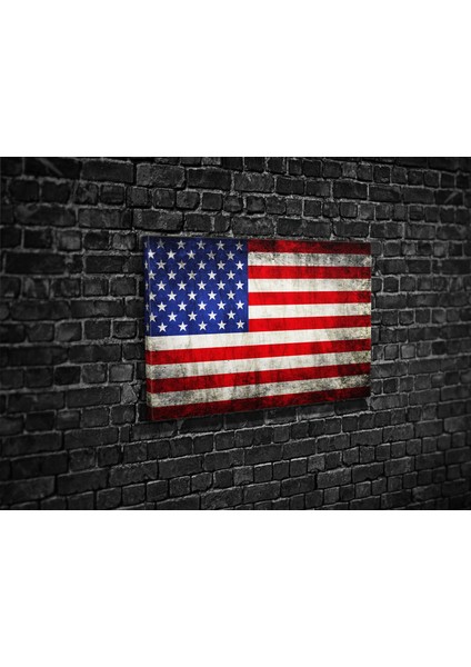 Eskitme Amerika Bayrağı Kanvas Tablo