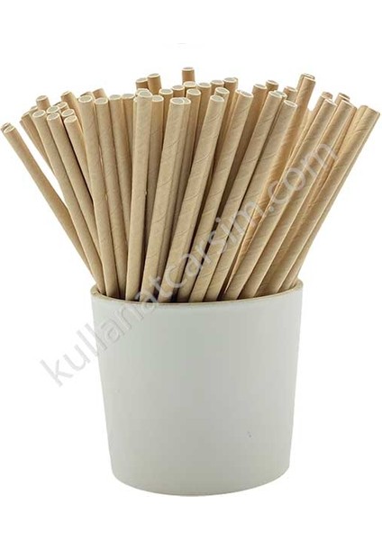 Kraft Kağıt Pipet 6MMX19,7CM 100 Adet