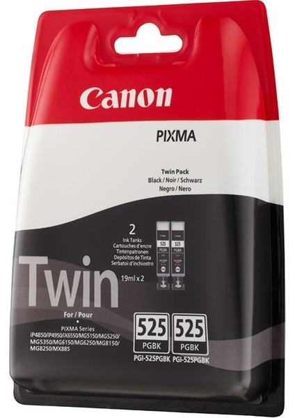 PGI-525 BK Orijinal 2'li Siyah Mürekkep Kartuşu Seti