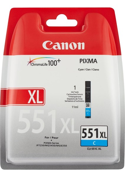 CLI-551XL C Cyan Mavi Yüksek Kapasiteli Mürekkep Kartuş IP7250 MX925