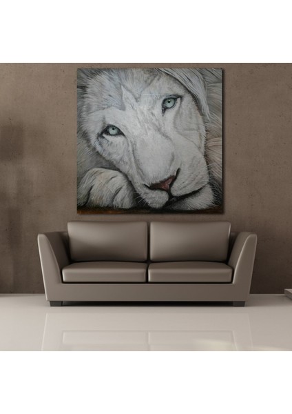 Beyaz Aslan 120 x 120 cm Tablo