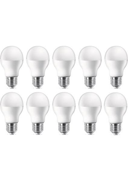 - 9 Watt Beyaz Işık LED Ampul E27 Normal Duy Tasarruflu 10'lu